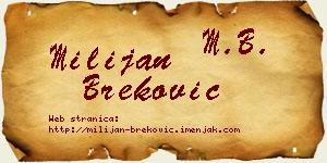 Milijan Breković vizit kartica